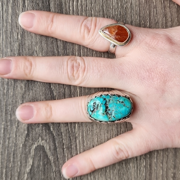 Vintage Jewelry - Old Pawn Hopi Turquoise Ring Size 6.5 Native American Indian